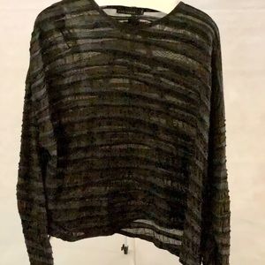 Sheer, striped CUT•LOOSE top